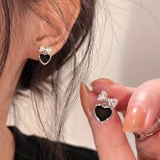 Korean style black earings