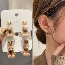 Korean Style Brown Bunny Rabbit Earrings