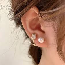 White rose shape gold plated korean design earring for girls & womens
